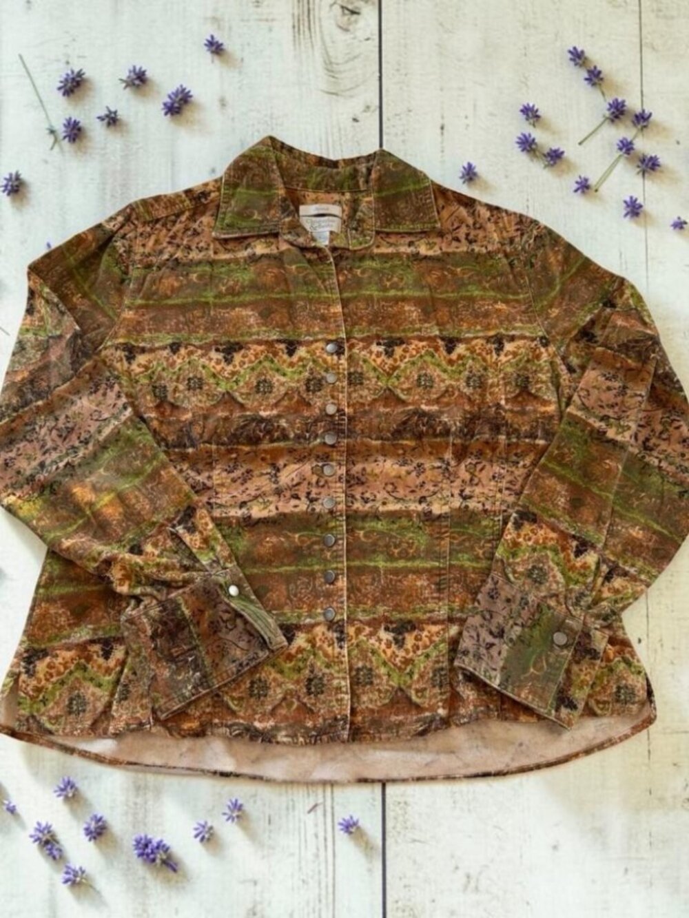 Christopher & Banks Stretch Corduroy Shirt Jacket Women's Large Snap Front - Picture 1 of 8